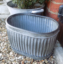 Small old fashioned galvanised oval dolly planter tub