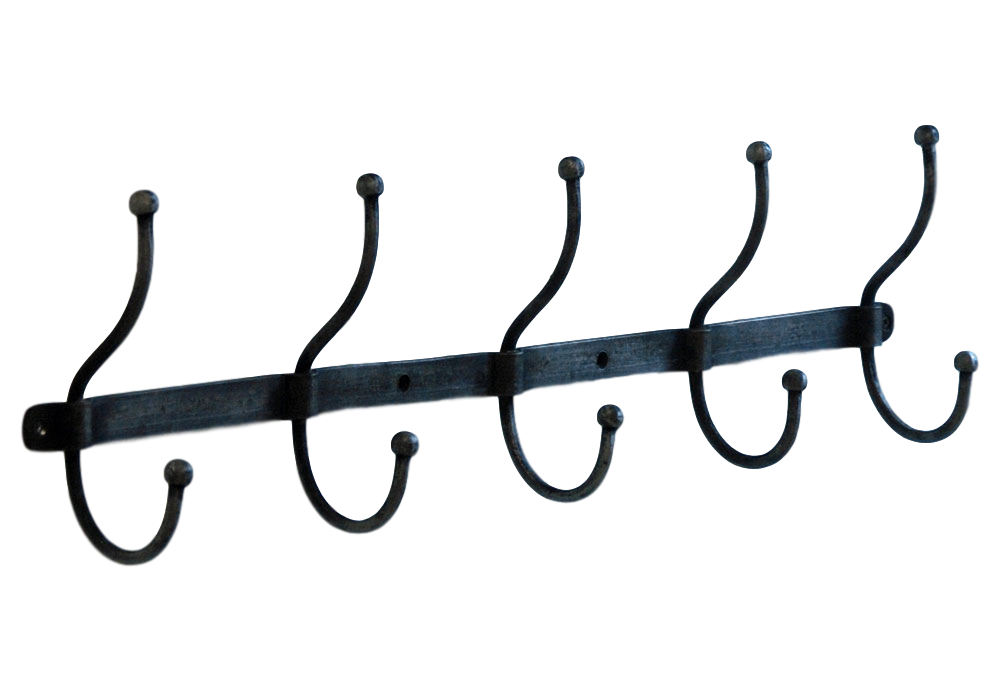 Stockholm industrial style row of five metal coat hooks