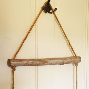 Natural bleached wooden hanging towel rope ladder